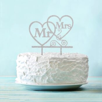 Топпер в торт 'Mr & Mrs', цвет серебро