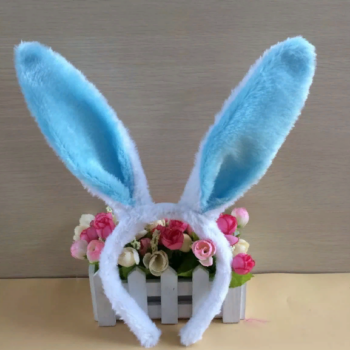 Уши зайца белые (голубая вставка пушистые)