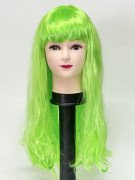 Парик волнистый длинный волос с челкой зеленый 60см
