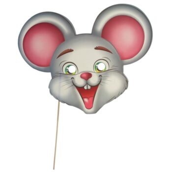Фотобутафория на палочке 'Веселая мышка', 20*16 см. 1шт