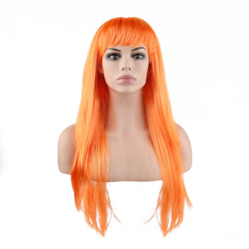 Парик Классик прямой длинный волос с челкой оранжевый 60см