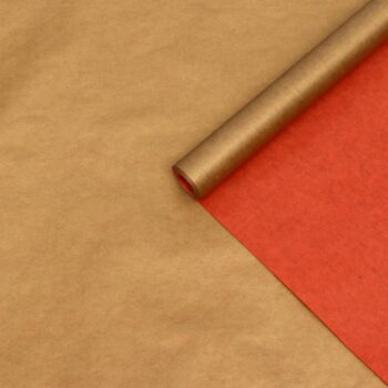 Бумага упаковочная крафт 0,6*10м красный-золотой двустороняя