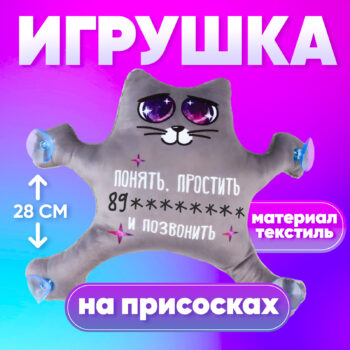 Игрушка Понять простить и позвонить котик 25*28см на присосках