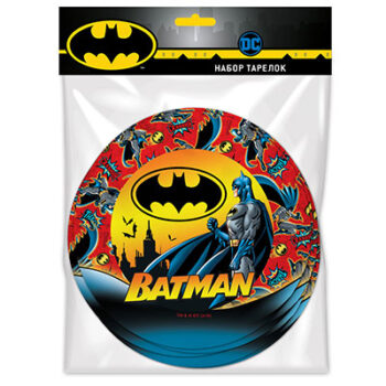 Тарелка бумажная 'Бэтмен', 6 шт, 18 см.