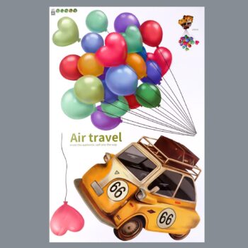 Наклейка пластик интерьерная цветная Машинка с воздушными шарами 60*90см