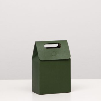 Коробка-пакет 15*10*6см с ручкой зеленая