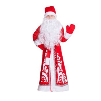 Костюм Дед Мороз с узором р110-116 (шапка, варежки, шуба)