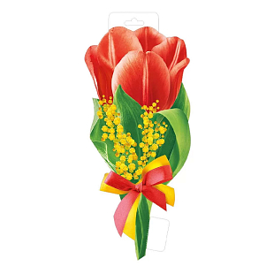 Плакат Красный тюльпан с мимозой 17,4*39,4см