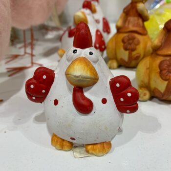 Курица декоративная (пластик) 7см, красно-белый