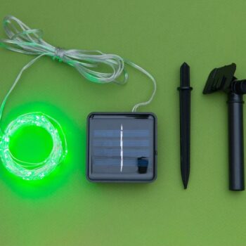 Гирлянда 'Нить', уличная на солнечной батарее 'Роса' 12 м, LED-100, 2 режима, нить прозрачная, свечение зелёное