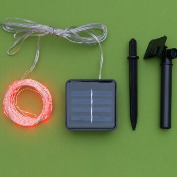 Гирлянда 'Нить', уличная на солнечной батарее 'Роса' 12 м, LED-100, 2 режима, нить прозрачная, свечение красное