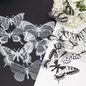 Набор декоративных бабочек 32шт черно-белые