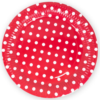 Тарелки бумажные ламинированные 'Красные точки' 23см