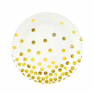 Тарелки бумажные ламинированные 'Конфетти Золотые', 18см, 6шт
