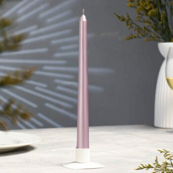 Свеча античная розовая 2,3*25см 1шт металлик